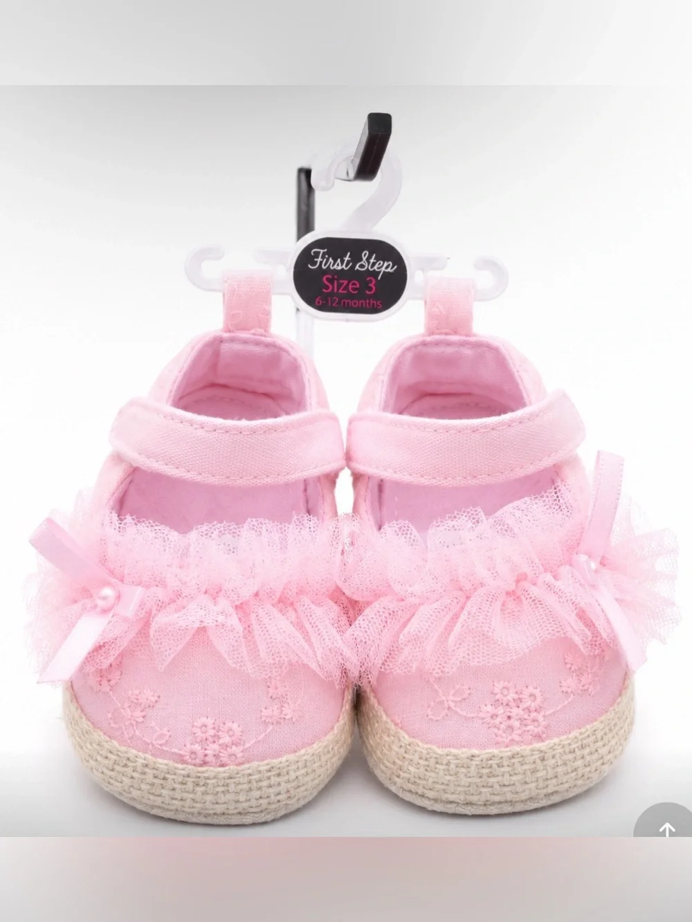 First Steps by Stepping Stone Pink Lace Espadrilles